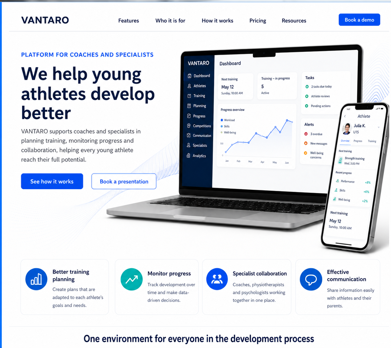 VANTARO app on a computer and phone
